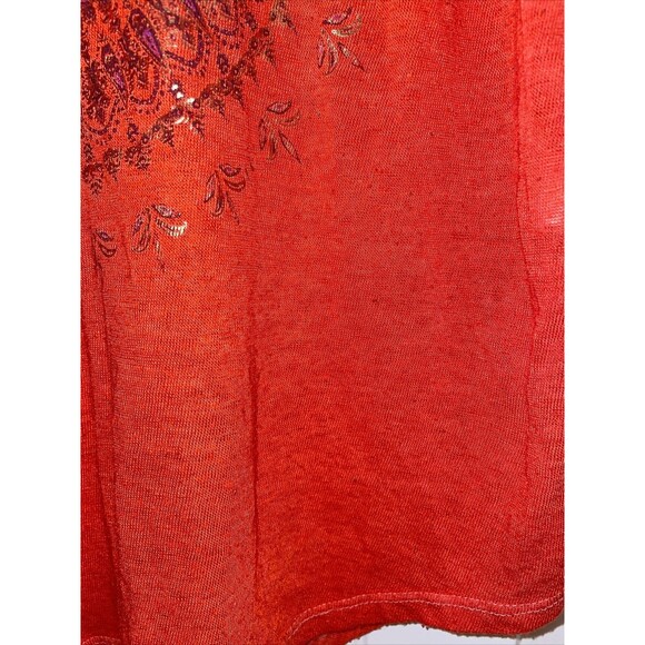 Lucky Brand Orange Ganesha Elephant Tank Top distressed boho gold baggy small - Picture 4 of 8